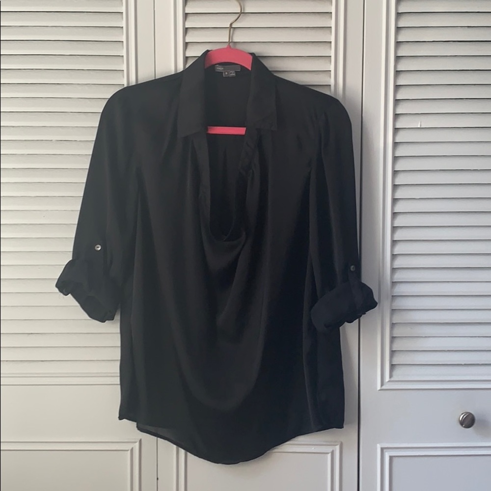 Vince Black Cowl-neck Silk Blouse